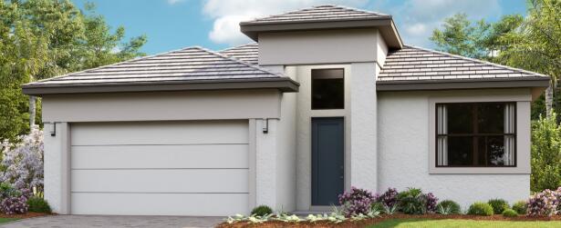 ** New Construction- Model Photos Used for Reference. ** Move in ready Julia model in gated, resort-style community of PGA Verano. This 2-bedroom, 2 bath home includes a study, 2 car garage, and a covered lanai overlooking the lake - offering privacy with no homes behind. The open layout features 16' W by 10' Tall sliding glass doors that fill the space with natural light. The owner's suite includes an extended shower for added comfort. Enjoy modern design and a peaceful setting in this beautiful move-in ready home.