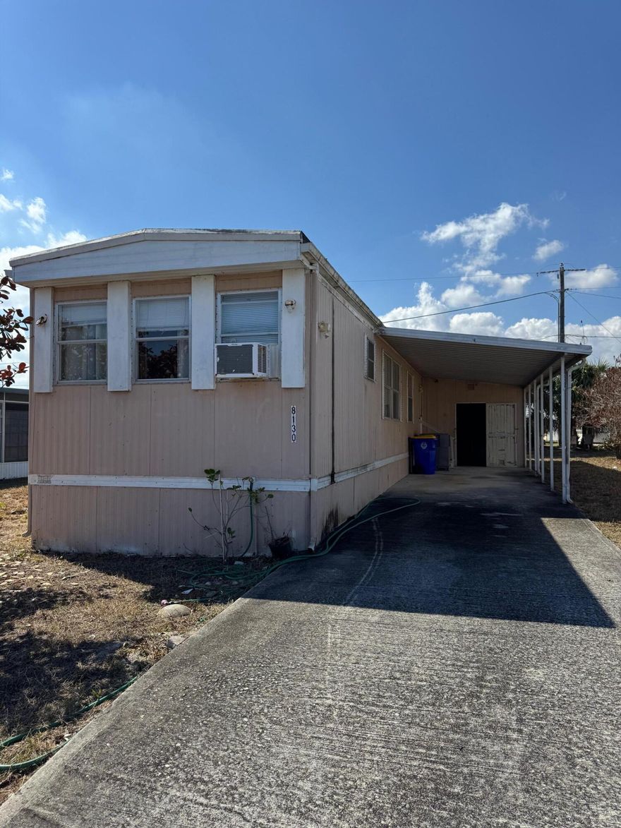 You own the land!!! No HOA and all ages. This 2 Bedroom/ 2 Bath Singlewide in Ridgeway Mobile home sits in all ages community in Hobe Sound. The ICW boat ramp is less than a mile away and you can keep your boat in your yard in Ridgeway - ALL PETS WELCOME. Property does need a lot of work and is priced accordingly, being sold AS IS