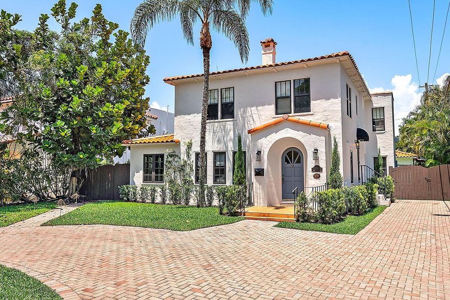 TOTAL, CUSTOM renovation in Historic Prospect Park. Meticulous perfection, located just across the street from the Intracoastal Waterway. The main home offers 3 bedrooms and 2.5 baths & guest house with full kitchen, dining, living, bedroom and full bath, and separate cabana/office/gym & bathroom. Custom, Eat-in kitchen with expansive island & top-of-the-line appliances. French doors from almost every room allow access to a beautiful Florida landscape, boasting a covered loggia and spacious pool area that is perfect for entertaining or just relaxing. No detail has been overlooked.  The first floor boasts, formal living, formal dining & family area with pristine finishes and gorgeous hardwood flooring throughout.  Additional highlights include sound system, impact windows, doors & ample