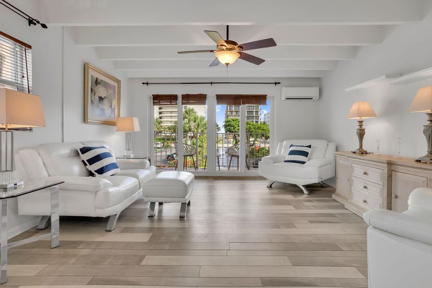 Live by the water! This beautiful, charming 55+ community on the Intracoastal water, across from the Ocean and Beaches. Located close walking distance to restaurants Thaiko, Old Key Lime House, Dune Deck, Eau Palm Hotel 5* and beautiful parks!!! The building boasts an on-site pool allowing residents to take a refreshing dip and enjoy the warm coastal climate. There is a convenient parking space which is private. 1Bed/1Bath updated condo/coop offers a comfortable and convenient living experience with impact windows and doors. The large, covered balcony provides ample space to enjoy the nice Ocean breeze. Comes with nice size storage unit. No lease.