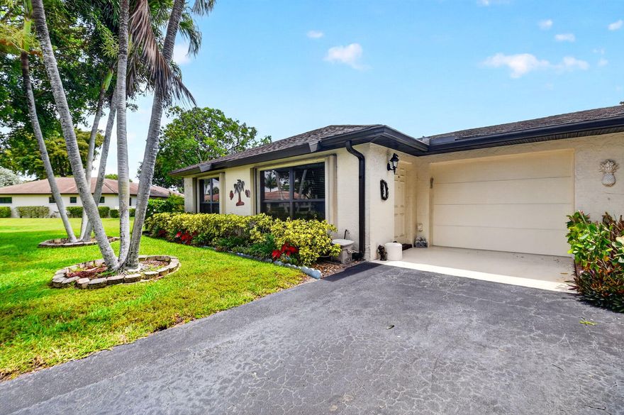 Beautifully maintained 2 bedroom, 2 bathroom villa with a 1-car garage located in the desirable Greentree Villas community in Boynton Beach. This light and bright residence features tile flooring throughout, stainless steel appliances, spacious bedrooms and an enclosed lanai offering additional living space perfect for a sitting area, office or hobby room. Conveniently located in central Boynton Beach close to shopping, restaurants, medical facilities and everyday conveniences. Enjoy easy Florida living in this well-kept villa community.
