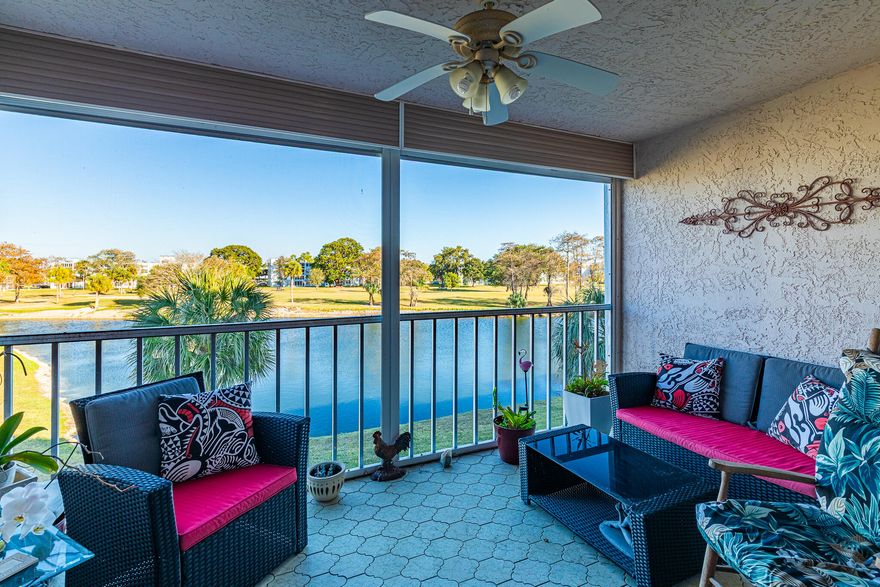 Beautiful 2-bedroom end-unit condo featuring updated kitchens, impact windows throughout, and abundant natural light. Enjoy tranquil water views from the private patio, perfect for morning coffee or evening relaxation. Desirable end-unit layout offers added privacy and extra windows. Washer and Dryer inside unit