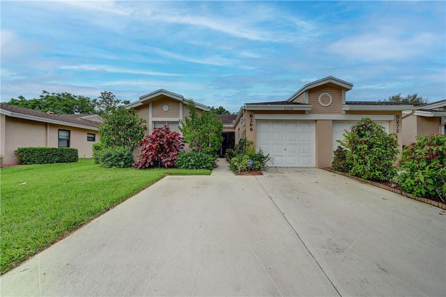 PRICED TO SELL!!!MUST SEE!!! this adorable 2/2 with a 1 car garage end unit villa in the highly desirable area of WHISPER WALK!! This property offers 1434 sq ft of living area which includes the under AC patio/Fl Room,  eat in kitchen, granite countertops, inside laundry room with full size washer/dryer, the spacious master bedroom has 2 closets, security system and french doors throughout.  This 55+ gated community offers, lakes, parks, tennis courts, pickle ball, exercise room, pools, sauna, clubhouse with billiards, library and more. Maintenance includes water, cable, internet & roof maint. Close to shopping and restaurants.