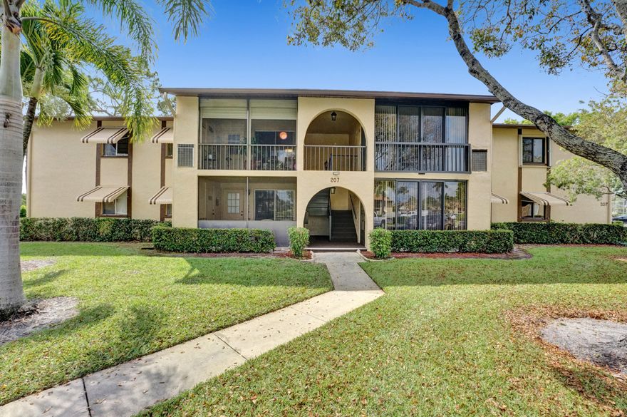 Awesome 1st floor, 2 bedroom, 2 bathroom, fully furnished, turnkey home with a glass enclosed & tiled patio. Totally remodeled kitchen with upscale cabinetry, granite counters, custom inlaid glass, custom backsplash, S/S appliances & over cabinet lighting. Beautifully upgraded guest & master bathrooms that feature designer tile & custom installed wall cabinetry. The home has exterior hurricane impact windows, tile flooring throughout plus custom installed bathroom cabinets. At price, this move-in-ready home comes with a full 1-year American Home Shield home warranty. 

Pine Ridge II is an active adult community featuring a clubhouse with a large meeting/activity room & upscale kitchen. The community pool overlooks the lake & undercover seating area. Conveniently located near shopping.... ... Florida's Turnpike, Palm Beach International Airport & everything the Palm Beaches has to offer.