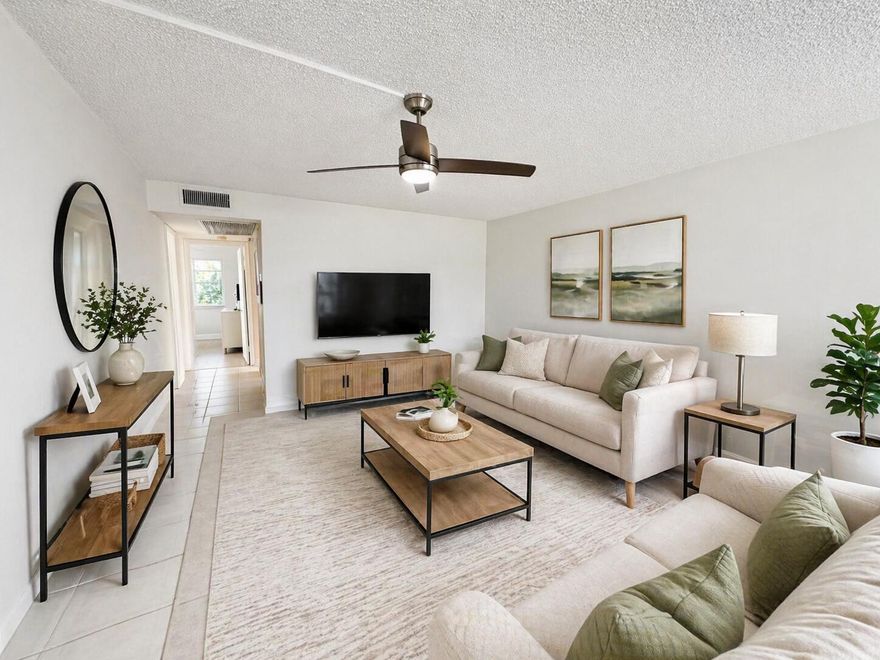 ONLY FIRST AND SECURITY TO MOVE IN! Bright and spacious 2-bedroom, 1.5-bath corner unit in an active 55+ community in the heart of West Palm Beach. This first-floor home features abundant windows, central AC, and is in beautiful condition—ready for you to move in and enjoy! The gated community offers fantastic amenities, including a clubhouse, movie theater, gym, and more. Offered for an annual lease, this charming apartment provides comfort and convenience in a vibrant setting. Don't miss this opportunity!