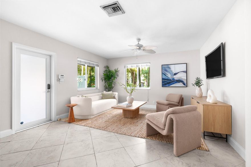 A DUPLEX unlike any other! Come see this move-in ready 3/2 & 2/1 building that features private laundry for each unit, private outdoor spaces, impact windows/doors & new roof! Located in the heart of River Oaks, this home has easy access to I-95, US1, FLL Airport, & Marinas.  The front is an inviting 2/1 unit w/ newer kitchen, tile floors, large bedrooms, a renovated bathroom, & lots of closet space. The outdoor space makes entertaining a breeze. The "owners unit" feels like a house & features tile floors, formal living room, family room, formal dining, newer kitchen, plus 3 ample bedrooms & 2 renovated bathrooms + 2 gorgeously landscaped outdoor spaces.  The attached storage shed has space for just about everything incl. an extra fridge.  (all info believed accurate but not warranted)