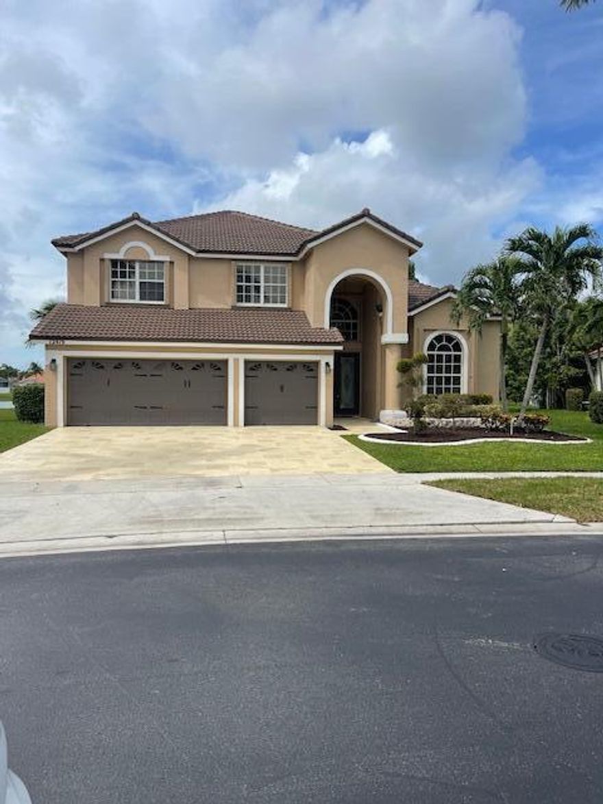 Annual rental in sort after Cascades Enclave at Boca Falls! Enjoy quiet and private lakeside living/w private pool in this 4 bdrm/3 full bth home, featuring bright white kitchen, granite counters and island, two spacious pantries. Soaring ceilings, Fml dining area w/ stylish bar. Spacious primary suite on main level.  2nd bdrm on main level with a cabana bath. Private 3rd & 4th bdrm and loft on the upper level with added laundry shoot to a full laundry room. Ceiling to floor windows w/ spectacular views.Tile/ wood floors. Relax by the pool side, take in the magnificent Florida sunsets overlooking the lake and experience the coverted Boca Falls lifestyle. 3 car garage. TOP RATED SCHOOLSBackyard is spacious, private and fenced in for safety.  Let the children enjoy a resort lifestyle