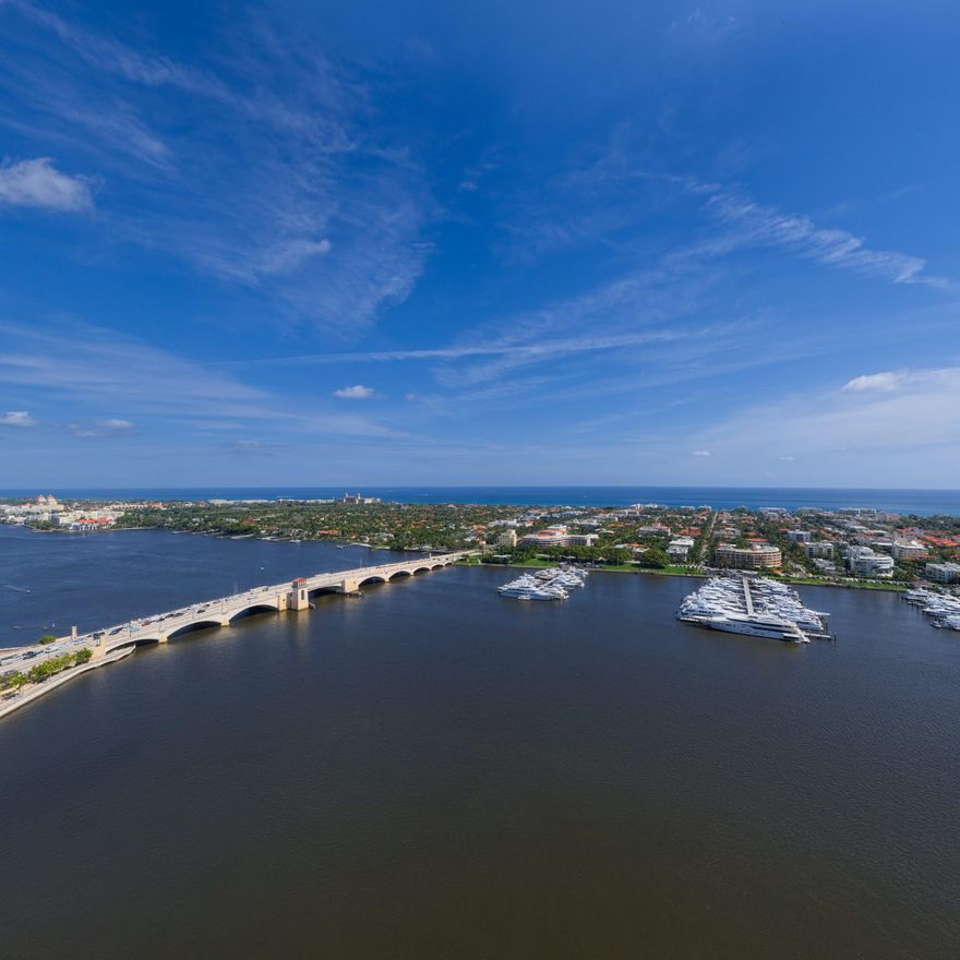 :Iconic 25-story new development with unobstructed ocean/Intracoastal views steps from Palm Beach. Flow-through residences offer dramatic ceiling heights, floor-to-ceiling glass, expansive balconies. Amenities include pools, salon, spa, gym, valet.