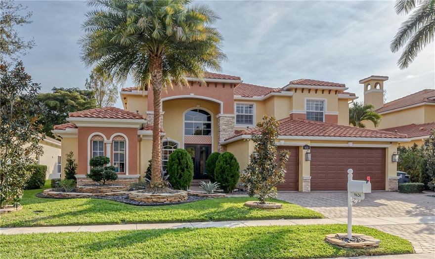 Just move right in this Isola Bella Estate Home w/ 5 bedrooms & 4 fully remodeled bathrooms.  From top to bottom the luxury details amaze. Besides being beautiful the home is storm ready with impact doors, windows & generator. The gourmet kitchen w/ 11-foot island w/ custom cabinets & quartzite countertops, Wolf, Asko & Sub Zero appliances. A wine tasting room w/ custom wine barrel floor.  The primary bedroom has engineered hardwood floors, two walk in closets & sitting area.  The primary bath has a steam shower, soaker tub, custom cabinets w/ quartzite counters. Upstairs is a loft area, 3 bedrooms & 2 baths.   Entertain in the well-appointed backyard.  2 pavilions, an outdoor kitchen, waterfall, fire pit & torches.  Garage has 2 electric chargers, custom cabinets, & an AC system.