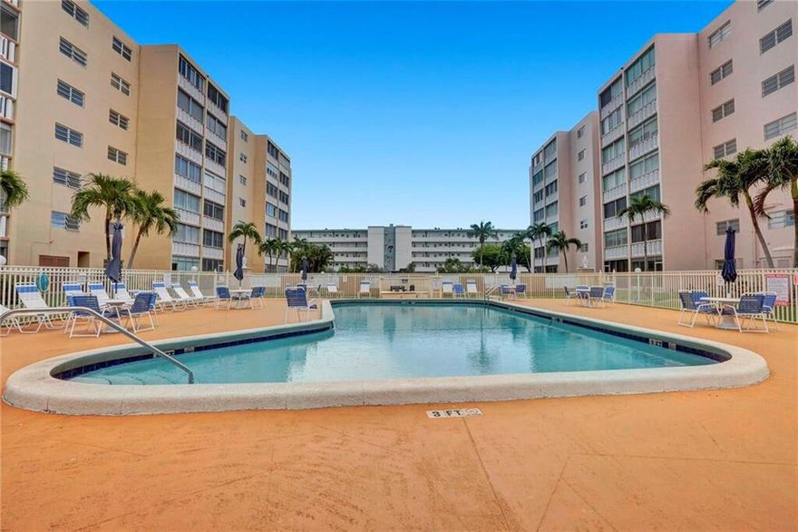STUNNING, VERY WELL MAINTAINED AND SPACEFUL 1/1,5. 1st FLOOR UNIT WITH DIRECT ACCESS TO THE POOL!!  TILE FLOORS TROUGHOUT MAIN ARES, KITCHEN AND BATHROOM. RELATIVELY NEW APPLIANCES. IMMEDIATE MOVE-IN CONDITION. CLOSE TO THE BEACH, SHOPS, RESTAURANTS, CASINOS, BANKS. DON'T MISS THIS SUPER DEAL!! VERY WELL-MAINTAINED COMMUNITY. ENJOY THE SOUTH FLORIDA LIFESTYLE! DON'T MISS THIS OPORTUNITY!!! Lots of storage and space. Maintenance included CABLE. 55+ Building with reserves.