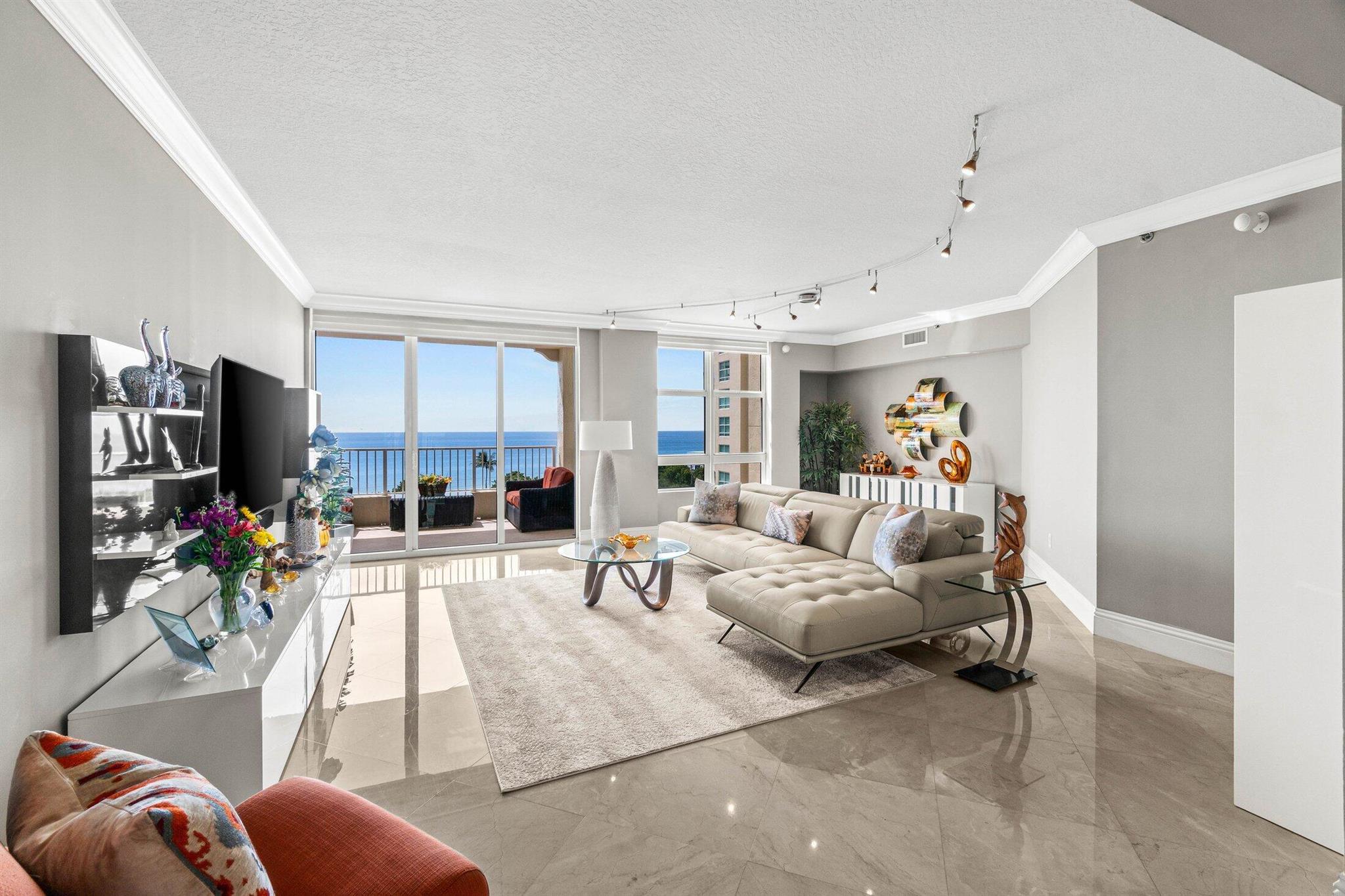 FABULOUS OCEAN VIEWS GREET YOU FROM THE FLOOR TO CEILING GLASS SLIDING DOORS IN THE LIVING ROOM & PRIMARY SUITE. WHILE THE DINING ROOM & KITCHEN ACCESS SUNSET VIEWS! THE TWO PRIVATE BALCONIES CAPTURE THIS LUSHLY LANDSCAPED TROPICAL PARADISE! THE SPLIT BEDROOM PLAN OFFERS PRIVACY FOR YOU & YOUR GUESTS. 9 FT CEILINGS, PRIVATE ELEVATOR VESTIBULES, ELEGANT MARBLE FLOORS, NEWER APPLIANCES & SPACIOUS ROOM SIZES ARE JUST A FEW OF THE MANY FEATURES! TOSCANA RESIDENTS ENJOY A PRIVATE OCEANFRONT BEACH CLUB, 3 HEATED POOLS, 2 TENNIS COURTS, A FITNESS CENTER, BILLARDS, SOCIAL EVENTS, CARD ROOMS, VALET ATTENDED PARKING, 24 HOUR GUARD GATE & CONCIERGE SERVICES. THIS PRIVATE RESORTSET BETWEEN THE ATLANTIC OCEAN & THE INTRACOASTAL WATERWAY ON 17 ACRES IN PRESTIGIOUS HIGHLAND BEACH IS NOT TO BE MISSED!!