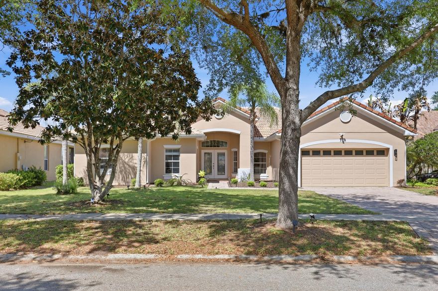 Welcome to luxury living on a private cul-de-sac in one of the area's most sought-after communities. This move-in ready home features numerous upgrades, including new roof, water heater, new lighting, ceiling fans, appliances (refrigerator, microwave, washer & dryer), and a renovated laundry room with custom cabinetry. A versatile flex room can serve as an office or additional bedroom. Enjoy outdoor living with a panoramic screened enclosure, new lanai, extended patio, and fenced yard. Smart home features include a doorbell camera, floodlight security, and upgraded garage system. HOA amenities offer resort-style living with clubhouses, pools, fitness centers, sports courts, waterfront dining, lake access, and a scenic 5-mile trail. Community also is home to a school, Bellalago Academy