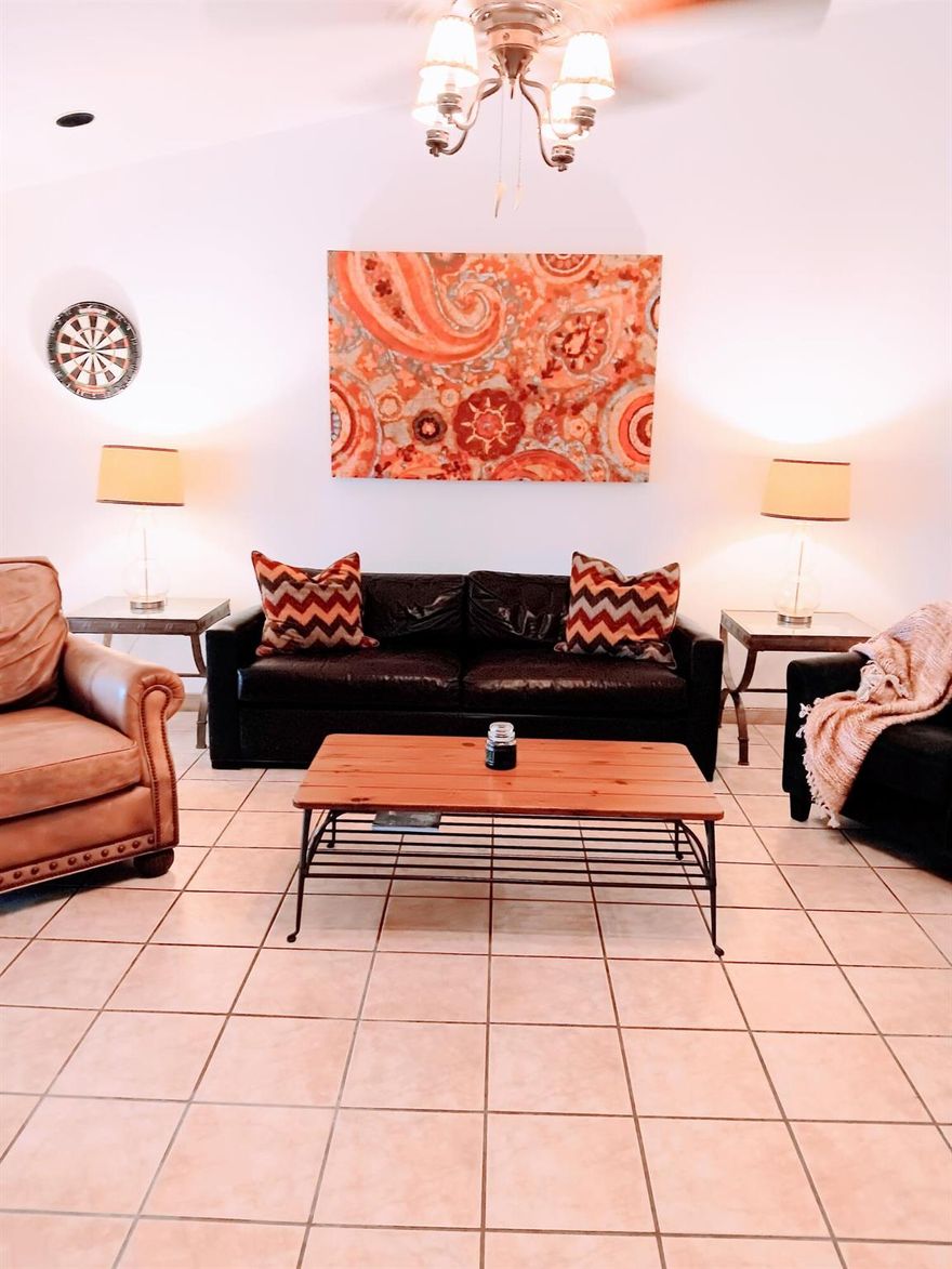 Conveniently located villa in the heart of Wellington. 3 bedrooms, 2 bath, 1 car garage. Large driveway to fit up to 3 vehicles. Residential neighborhood. Large open backyard with no houses on the back but a beautiful perfectly maintained common green area. Just ideal to walk your dog or a peaceful break.  Spacious bedrooms. Master bath with dual sink and walk in closet. Plenty of storage space throughout the house. Tiled floor , vaulted ceilings, SS appliances. Quiet neighborhood. No HOA