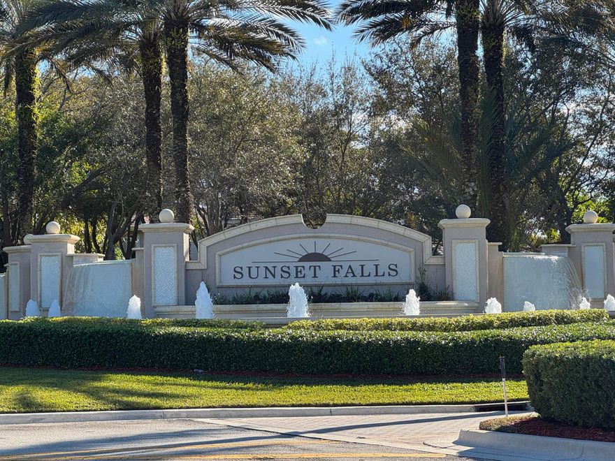 JUST REDUCED !! Beautifully maintained and located in the highly sought-after Sunset Falls community, this spacious home offers 5 bedrooms, 3 full bathrooms, and a 3-car garage. The thoughtfully designed layout includes a first-floor bedroom with a full bath--ideal for guests or multi-generational living. Enjoy the benefits of a gated community with resort-style amenities, including a pool, fitness center, clubhouse, and playgrounds. Conveniently located near top-rated schools, shopping, dining, and everyday conveniences, this home offers the perfect blend of comfort, luxury, and lifestyle.