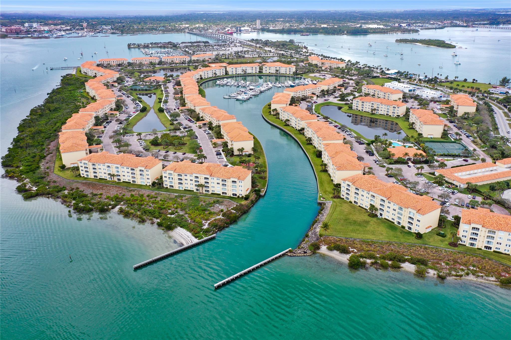 You can't beat this spacious penthouse condo in wonderful Harbour Isle East. Primary bedroom features ensuite bath, two walk-in closets, large soaking tub and separate shower, double vanities, and a view of boats/marine life coming in and out of the marina. The second bedroom is spacious, also with a large closet. The condo offers high ceilings, open floorplan, flex room off laundry room for office/add'l sleeping, 24-hour security guard, & outstanding amenities including b'ful pool, gym, walking paths, clubroom, tennis/pickleball, etc. Harbour Isle is constructed w/ poured concrete walls with hurricane rated windows/doors. Furry friends welcome. Enjoy walking to the d'town farmer's market and all the great tiki bars/restaurants, and the inlet/beach. So much happening in the area!