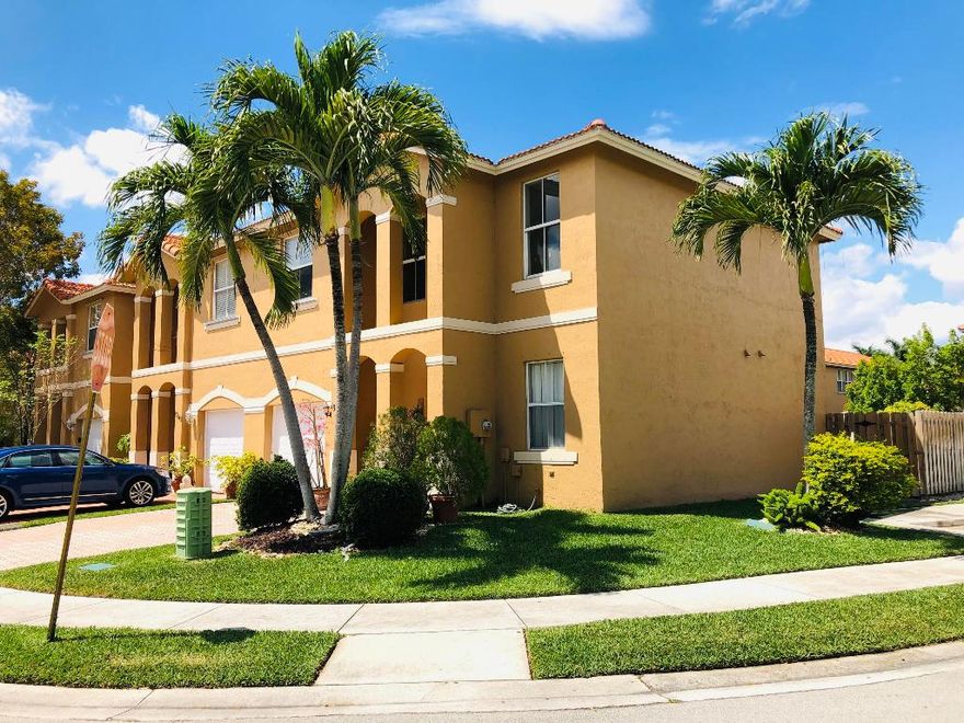 Beautiful two-story townhouse located in highly sought after Antigua at Pembroke Falls. This spacious townhouse has 3 bedrooms & 2 baths on the 2nd floor and a 1/2 bath on the 1st floor with 1 car garage on the oversized corner lot. Featuring renovated kitchen, new countertops & dishwasher, newer stainless steel appliances, new laminate flooring throughout stairs to the 2nd floor, fenced backyard and spacious 2nd floor master suite. Enjoy beautiful community pool and playground. Excellent location near a wide variety of shops, restaurants, entertainment and TOP rated schools.