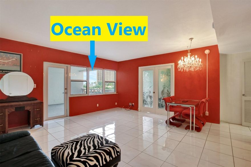 Largest 2 bedroom in the building - 1350 sq ft not including the HUGE 160 sq ft recessed balcony. BEAUTIFUL bright floor tiles reflects the natural abundance of light in this corner unit. Perfect for entertaining or enjoying quiet times. Ocean view, steps from the beach. This building just completed a 3 year project to replace and upgrade major systems. Passed the 40 + 10 year safety inspection with a new roof and fully funded reserves. All hurricane impact windows.  Fiber optic internet and cable included in maintenance. Building sits on 5 acres of resort like setting surrounded by all sorts of entertainment, restaurants, shopping, golf, boating.  55+ community, cash only, no renting.