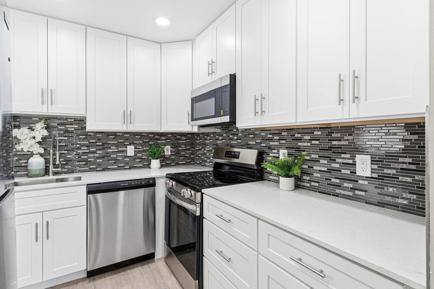 This Home is in 55+ Community! (650 Required Credit Score!) Step into this Spacious 2 Bd/ 2 Bath Upgraded Move-in Ready Condo, with all modern finishes! Beautiful White Shaker Kitchen cabinets w/Quartz Counters & New stainless steel appliances! New Recess Lights & New Ceiling Fan/lights in both Bedrooms. Both Bathrooms are Upgraded with a Modern Style. New Carpets in Living Room & both Bedrooms. Enjoy your relaxing Covered patio with your New Private Washer & Dryer! The KINGS POINT Community has 3 Multi-Million dollar Clubhouses, 8 POOLS including 3 Indoor Pools, Tennis, Cafes, Golf Courses, Theater, Cards, & So Many Clubs! Close to Restaurants, Shopping, Places of Worship, Beaches, Airports & Courtesy Buses too!