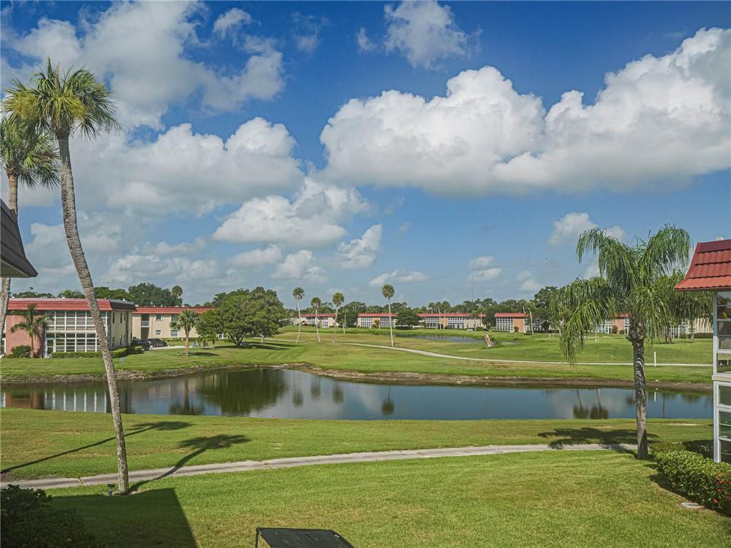 Enjoy the best of 55+ living in this beautifully maintained 1 bed+1.5 bath condo w/stunning golf course& lake views! Features include: 2024 AC, 2023 roof, 2023 water heater, lux vinyl flooring, updated kitchen & baths, plantation shutters, in-unit washer & more! Move-in ready w/all furnishings included. This condo offers a perfect blend of comfort, convenience, & luxury in a desirable community. Low condo fees include water, trash, sewer, cable, internet, exterior maintenance, master insurance, access to resort-like amenities, on-site manager, & much much more! All assessments paid in full!