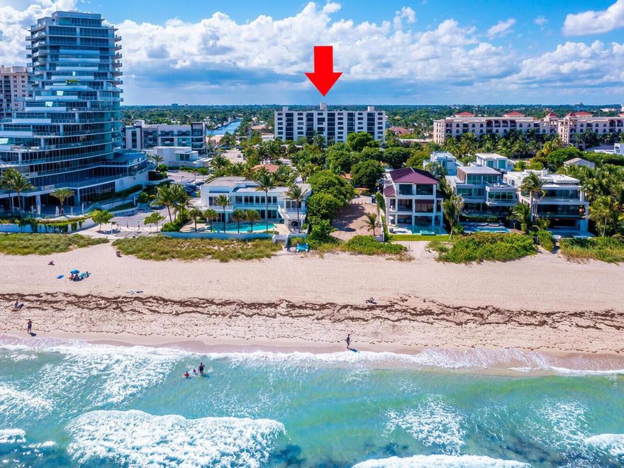 Come see one of the largest two beds,2baths turnkey condo on the beach! Spacious rooms, lots of natural light with east exposure where you can enjoy the ocean breeze all day long as well as beautiful west sunsets. The open floorplan features a foyer entry leading to living & dining room, eat-in kitchen plus breakfast bar, powder room, guest suite has a Murphy bed which allows the room to be used as den. Both bedrooms have remote darkening shades, east facing glass is tinted, Porcelain floors. A/C updated in 2023, Impact windows & doors, Outdoor storage room. W/D in unit. Pet friendly. 1 garage spot, healthy reserves, passed 40 year inspection with no assessments, Pool & Gym. One block from Beach, 17 minute airport, Publix, Walgreens and world class restaurants all within walking distance.