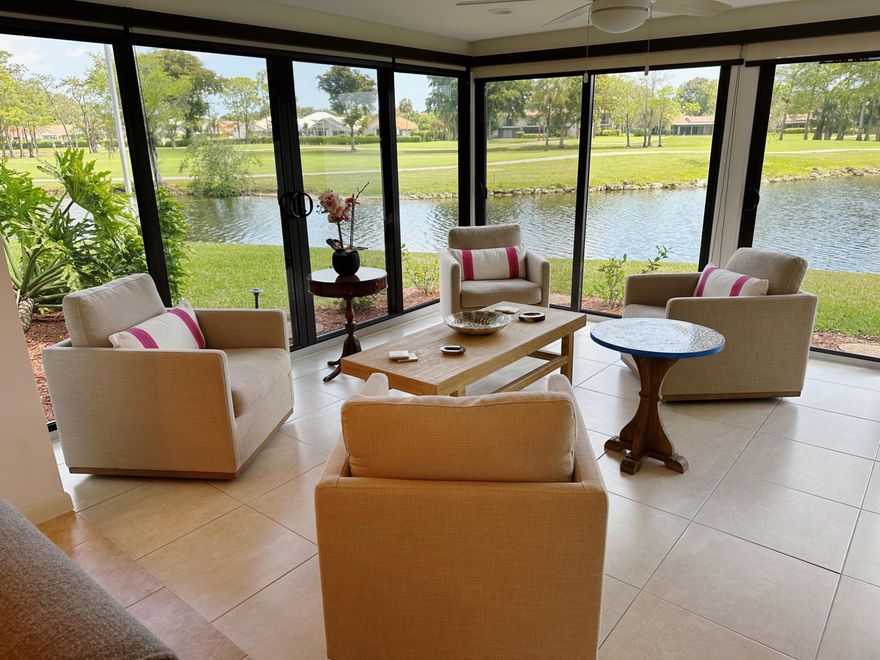 SPECTACULAR LOCATION !!!!! Experience luxury seasonal living in this fully furnished 2-bedroom, 2-bathroom home with stunning lake and golf course views. Enjoy a stylish and comfortable retreat, perfect for relaxation or entertaining. Located in a vibrant 55+ Community, this residence provides a serene and comfortable living space. Washer and Dryer inside the unit. Country Club memberships are available but it's not mandatory. Don't miss this exceptional rental opportunity! Call for a private showing!