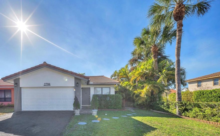 3/2 + 2 Car Garage + POOL + NO HOA + WALKABLE CORAL SPRINGS LOCATION. This single family home offers three oversized bedrooms with space for seating or study nooks and two well-appointed bathrooms. Enjoy a refinished full-size pool in a fully fenced backyard, ideal for casual meals and gatherings. Prime central location with groceries, shopping, dining, coffee shops, parks, schools, hospitals and the local library all within a 1-mile. The screened patio, accessible from both the kitchen and primary suite, creates an easy indoor-outdoor flow. Lush landscaping on a corner lot adds privacy and a peaceful feel. 2 Car Garage + 4 Car Driveway. Can Rent Immediately. This home checks all the boxes! Easy to show - schedule your private showing today.