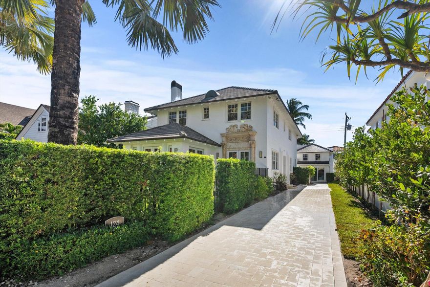 This updated, enchanting, In-town ocean-block home features 3 bedrooms + den/guest bedroom, 4 bathrooms plus 2 bedroom/2 bathroom guest house. Filled with natural light, it offers a seamless flow between the living room, sunroom, dining room, and fabulous kitchen with access to a private rear garden. On the second floor, the spacious master suite includes a sitting room/office, a walk-in closet with an infrared sauna, and a luxurious bathroom. Two additional bedrooms have en suite bathrooms. Impact window/doors throughout, hardwood floors, Ludowici roof. Deeded beach access.