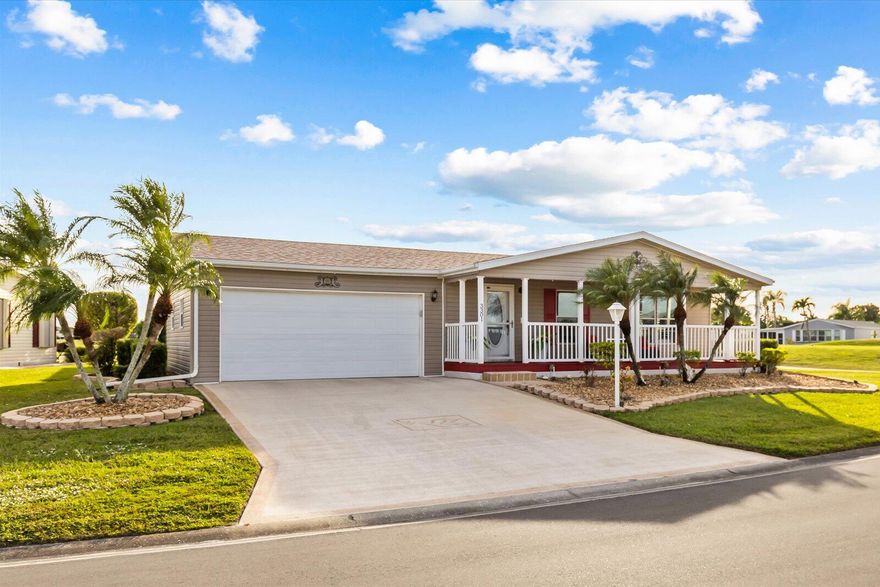 Beautiful 3-bedroom, 2 bath home on the golf course. New A/C 2021.
New roof, well pump, microwave, and new vapor barrier in 2023. New water heater
2024. Interior painted 2023. Large, country-style front porch, 2-car garage, and laundry room. Plantation shutters in the living room, with french doors leading to the 3rd br/den. The spacious primary
  suite boasts a walk-in closet and suite bath with step in shower. Laminate flooring thoughout. Dining room sliders leads to a roomy screened lanai and two additional  patios, adding flexible outdoor living space. Sale may include 2018 EZ-Go golf cart (new batteries 2023)- negotiable. This home may also be furnished or unfurnished. located in the desirable Savanna Club 55+ community, where you'll enjoy resort-style living additional amenities. 18 hole golf course, on site restaurant, live entertainment, tennis, volleyball, pickelball,, shuffleboard, bocce ball, horseshoes. Three separate clubhouses, each with a pool, two of which are heated. Don't miss your chance to own in the vibrant active community- schedule your showing today! RV & Boat Storage on site.
This property is leased land