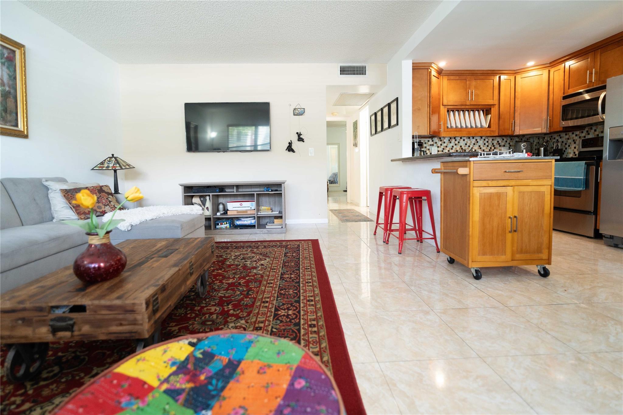 LOCATE IN THE 55+ COMMUNITY OF CENTURY VILLAGE, this rarely available FIRST FLOOR unit in the KINGSLEY BUILDING L features TWO SPACIOUS BEDROOMS with garden view and TWO BATHROOMS. THE UNIT IS FULLY FURNISHED and offers tile flooring across the entire apartment. CENTURY VILLAGE OFFERS AN ABUNDANCE OF RESORT- STYLE COMMUNITIES: FITNESS CENTER, HEATED POOLS, CLUBHOUSE, PICKEBALL, TENNIS COURTS, AND MORE!!
