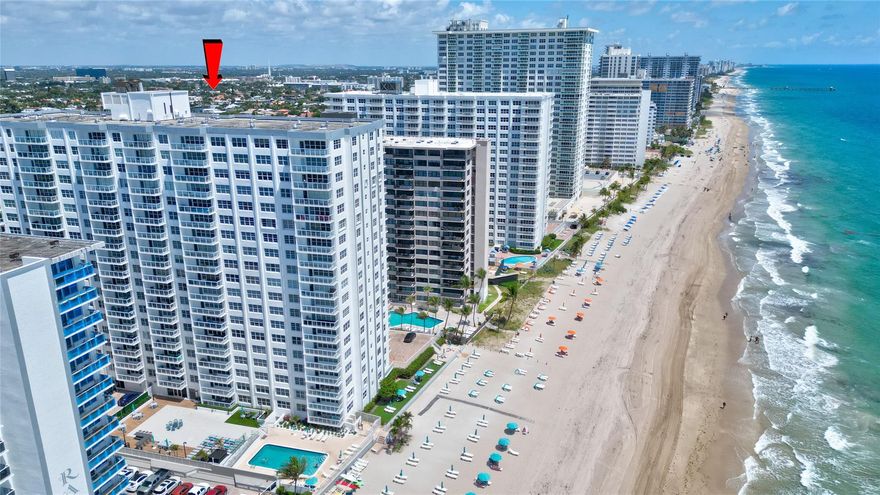 Rarely available spacious 4 stack unit conveys with Covered Parking! Enjoy Southeast Ocean Views from this spacious 1 Bed/1.5 Bath condo offering a peaceful resort lifestyle. Tastefully updated, fully furnished, this open floorplan features quartz countertops, a breakfast bar, S/S appliances, washer and dryer, vinyl flooring throughout, plantation shutters and a Murphy bed. Ample closet space plus a storage unit conveniently located on the same floor! Amenities include a heated pool, brand-new paver patio, new glass railings, BBQ area, billiards room, fitness center, and social room. Mandatory certifications completed and FULLY RUNDED RESERVES for peace of mind. Within walking distance to  shopping, restaurants, Lauderdale by the Sea and close to highways. Don't Miss This One!