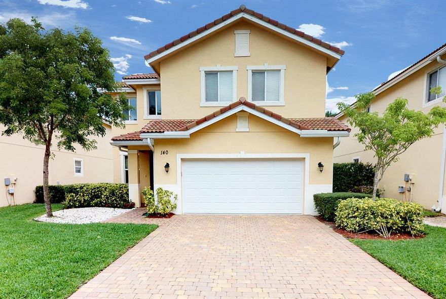 Welcome to this newer construction 2 story 4/2.5 bath home with the amenities and lifestyle you've been looking for. Enter this freshly painted home interior with neutral color to enhance and compliment you future décor. The wow factor is in effect featuring 20ft ceiling living room, designer neutral tile throughout first floor living area, with large windows and sliding glass doors illuminating a light and bright natural  exposure throughout this lovely home. Enter your master kitchen with a long natural granite stone counters with plenty room for the family or entertaining, 42 inch designer wood cabinets, stainless steel appliance package, spacious pantry for your preferred items. An accommodating  ½ bath on the first floor for your convenience. Exit to your covered brick paved patio for outdoor cooking, relaxing and entertainment overlooking your private landscaped backyard. Ascend upstairs to your tasteful dark wood laminate floors, a beautiful guest bath, the master with walk in closets,  your own  grand ensuite with a upgraded glass enclosed shower and separate roman tub. Riverbridge is a wonderful resort type community, HOA includes 24 hours manned gated security, lawn maintenance, internet, cable which includes premium channels (ShowTime, Cinemax, HBO, etc),  basketball court, biking/jogging and child playground. The clubhouse includes community room, exercise room, game room, library, picnic area, 2 heated resort style pools and spa-hot tub. Also, the community offers planned shows and events including 1 dollar Friday night movies. This is truly an opportunity to buy a newer property and the place you will be thrilled to call home.