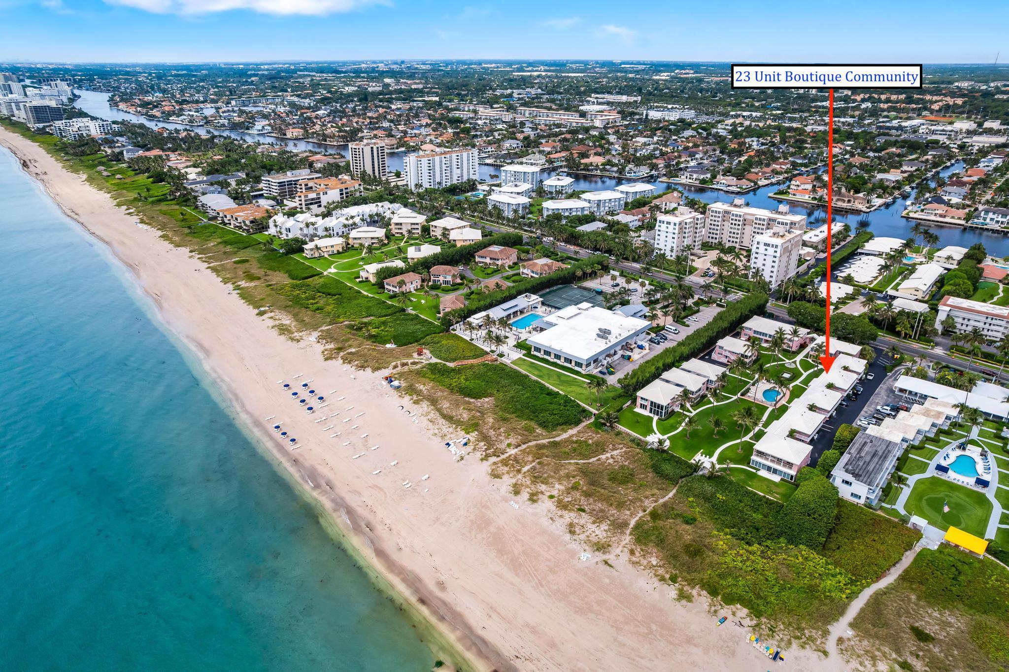 Beachfront Building in Delray Beach, 2nd floor unit with ocean, garden and pool panoramas. Glass lined south view showcasing vaulted ceiling Florida room with tiled floors. Sunlit open concept floor plan living room and kitchen with terrazzo flooring, Poggenpohl German made luxury cabinetry, updated counters. Full size washer/dryer, all impact windows/doors, 2018 Roof. Spacious main bedroom with plenty of closet space, completely updated bathroom with new tile, flooring, mirrors, hardware, vanity. Community offers pool and is just steps to the beach! No assessments! Less than 2 miles to downtown Delray Beach Atlantic Avenue shops, restaurants. Easy shopping nearby with Whole Foods, Trader Joes,Fresh Market. I95 only 2 miles away for easy access to nearby cities.