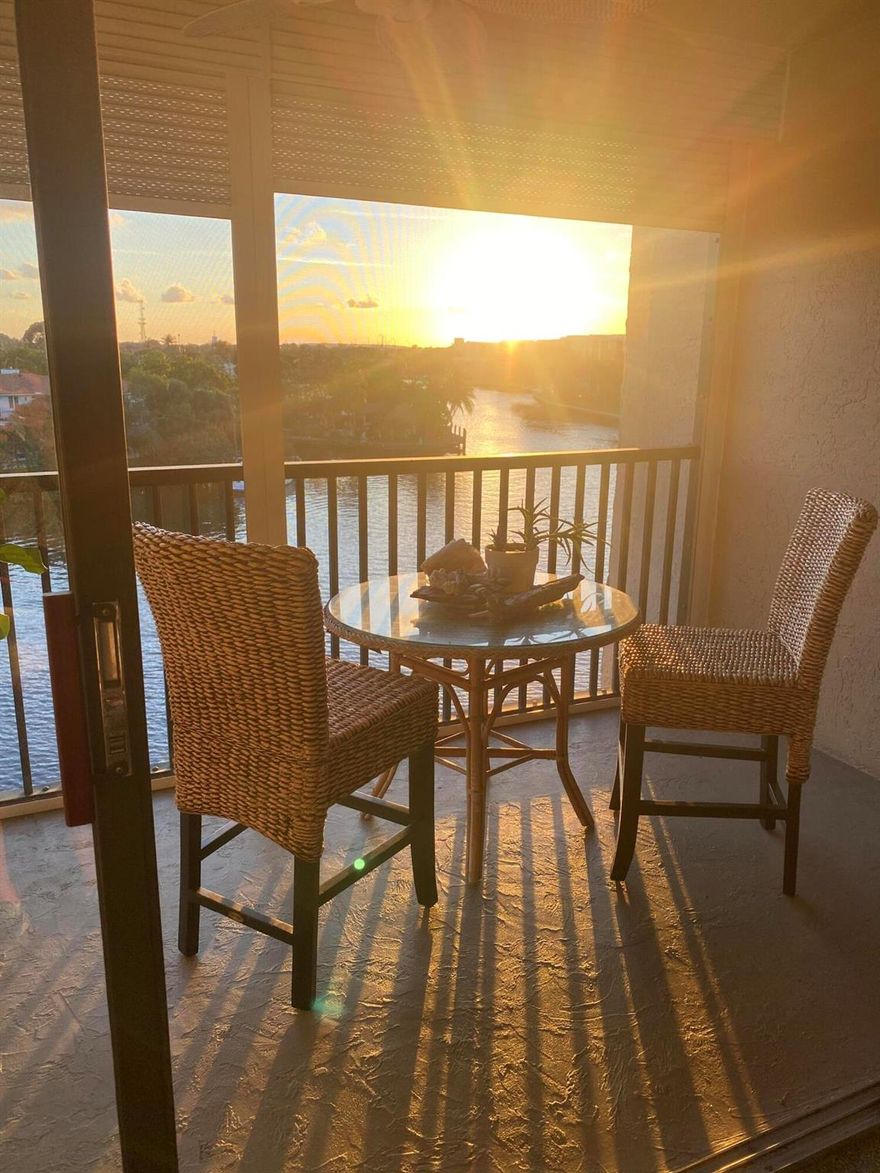 Gorgeous long water views in this 5th floor rare deluxe model 1 bd/ 1 and a half bath home in the most desirable Building 22 of the sought after waterfront community of Boca Bayou, the only bldg. w/ carports! Bldg. 22 also has its own pool!  Beautiful southeast exposure and stunning sunset views!  Furnished turnkey. Seasonal or annual rental, minimum 4 mos. Assigned covered carport. This 24 hr. manned gated community offers 5 heated pools, sauna, 2 gyms, lighted tennis courts, and dockage, as available. Brand new $4.5M clubhouse soon to be completed! 5 min. to the beach, Mizner Park, Royal Palm Place, Trader Joe's, Fresh Market, Publix, close to everything! Watch the parade of boats from your balcony! Cable tv/ HBO, water incl., Seasonally $4k, annual $2400