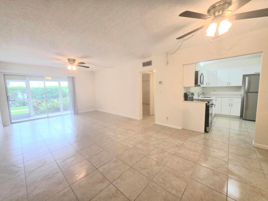 1/1.5 painted, clean on the first floor with screend in patio. Brand new kitchen cabinets and granite counter tops, together with all new kitchen appliances. New bathroom vanities and bathroom granite counter tops. W/D on the first floor in common area. Very well maintained community Deerfield Pine Nort has BBQ area, small gym and it is located minutes away from shopping plaza, restaurants, pharmacy  and bank. Minutes away by car to the ocean and I-95. Tenant is responsible to obtain tenant's insurance.