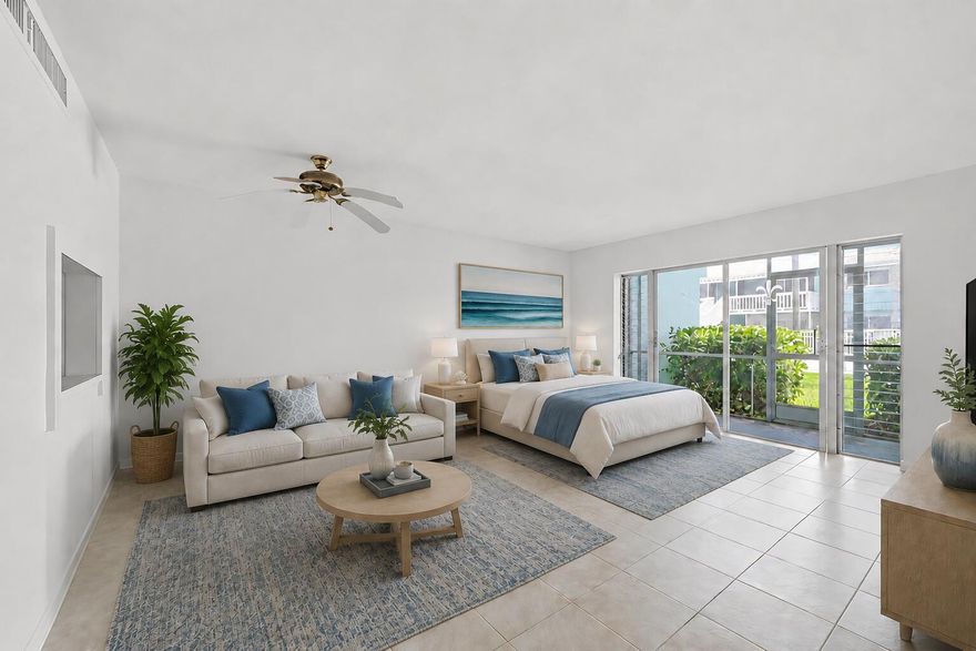 Rare efficiency on the east side of Federal Hwy, just before entering Boca Raton. This unit is close to water views, covered parking, and a patio overlooking the pool, creating a great foundation for your next project. Incredible opportunity for investors looking to flip or add value and make their mark. Community allows rentals after two years. A true hidden gem with strong upside potential. Don't miss this opportunity! Budget has 20% in reserves.