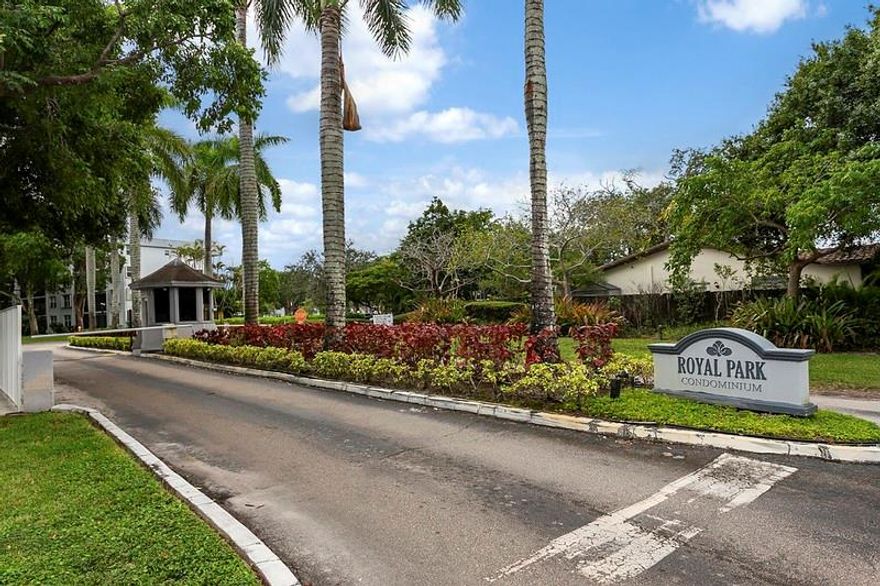 Welcome to Royal Park, a Guard Gated Community offering 3 pools, a clubhouse with Two Gyms, Meeting Rooms, Billiard Room, Sauna and Library.  On Site Management.  Building 102 is one of the premier buildings overlooking Scenic Easterlin Park and the canal.  Enjoy Nature at its finest from your screened patio every day.  This Value Packed unit is priced for quick sale.  Solid but dated interior.  Baths and Kitchen were updated after 2000.  Newer on demand Hot water System.  Mexican Tile flooring in Living area. Second Bedroom has a Murphy Bed Unit.