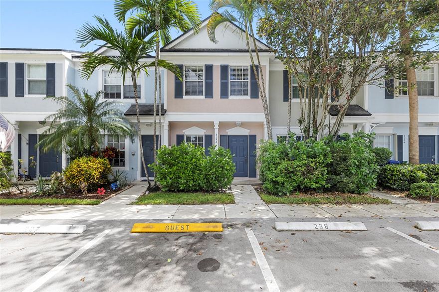 AMAZING! MOVE IN READY 2 BR 2.5 BA townhome! Enjoy peace of mind with a roof replaced in 2022! FHA Approved! Master bedroom with vaulted ceilings and an oversized closet!  Updated kitchen with 1/2 bath located on 1st floor Washer/dryer included. Lastly, a bonus room paver patio and a storage closet. Low HOA fee with ample visitor parking and a Community POOL! Pet Friendly. Must See! Won't last! Community was recently painted! Building exterior covered by the HOA. Can be rented after one year of ownership and the association allows two pets. FHA approved, good reserves. A must see to truly appreciate.