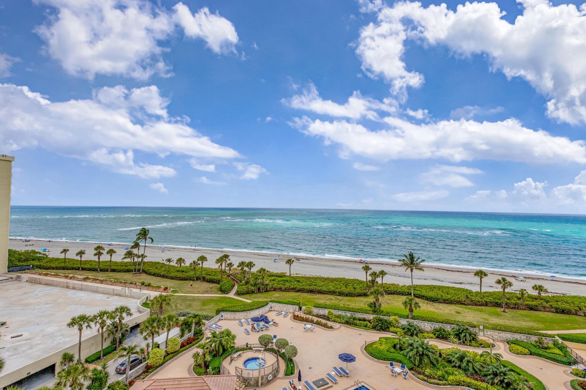Enjoy stunning direct ocean views from this beautifully updated 2BR/2BA condo in Ocean Trail. Features include a modern kitchen, spacious layout, and private balcony with breathtaking views. The community offers resort-style amenities: private beach access, tennis courts, walking paths, putting green, pool, spa, fitness center, and more. Rent includes all utilities except electric. Live steps from the sand in the heart of Jupiter—available for off season (any months between may 2025 to October 2025) at $3750 per month, $6000 per month annual lease and $10,000 per month for in season (any months between November 2025 and April 2026). ALL CONSTRUCTION HAS BEEN COMPLETED FOR BUILDING 300!!