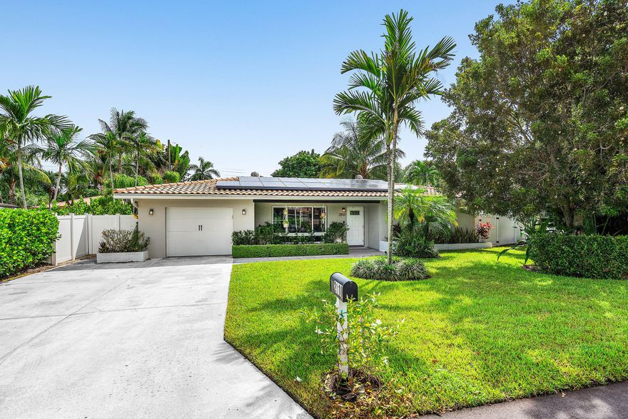 Welcome home to 2810 SW 5th Street, located within East Boynton Beach's most desirable no-HOA community; the Chapel Hill neighborhood. This highly updated 3-bedroom/2-bath pool home is situated on a lush, beautifully landscaped fenced lot. HUGE electric bill savings utilizing the owned solar panels mounted atop a barrel tile roof. Recent AC replacement and updated ductwork. The entire house is fully protected with hurricane impact windows. Light and bright charming split-floorplan. Renovated kitchen boats quartz countertops & white shaker cabinets. Oversized single car garage featuring plenty of storage space leads out to ample parking space on the beautiful concrete driveway. The backyard defines the South Florida lifestyle with room to play, swim and entertain (and expand; the pool was purposely positioned as far back as possible to allow for future additions to the home). The heated pool (built in 2019) is wrapped in a stunning travertine paver deck. Catch some shade, a burger and beverage as you watch the big game under the expansive covered and screened patio. The Chapel Hill area is a coveted, quiet, family and pet friendly neighborhood with it's very own Forest Hills Park (quick walk from this home). Very close to the beach, Downtown Delray Beach/Atlantic Ave, Downtown Boynton, shopping, adjacent to the Bethesda Hospital and easy I-95 access.