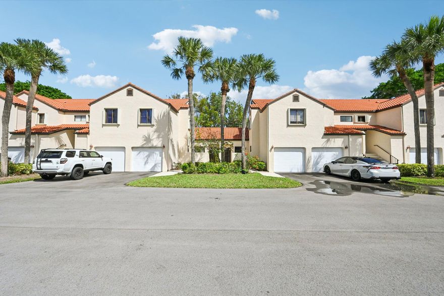 Beautiful lakefront condo in the gated community of Dos Lagos in Boynton Beach. This first-floor unit offers peaceful, unobstructed water views and a private, serene setting. Features include a one-car garage plus additional parking, fresh interior paint, full-size washer and dryer, and volume ceilings that bring in great natural light. The kitchen offers solid wood cabinetry, granite countertops, and wood-look tile flooring throughout the main living areas. The primary suite includes large walk-in closets. Enjoy relaxing on the screened-in patio overlooking the lake. Community amenities include a guard gate, heated pool, and tennis courts. Conveniently located near shopping, dining, I-95, and just minutes to the beach.