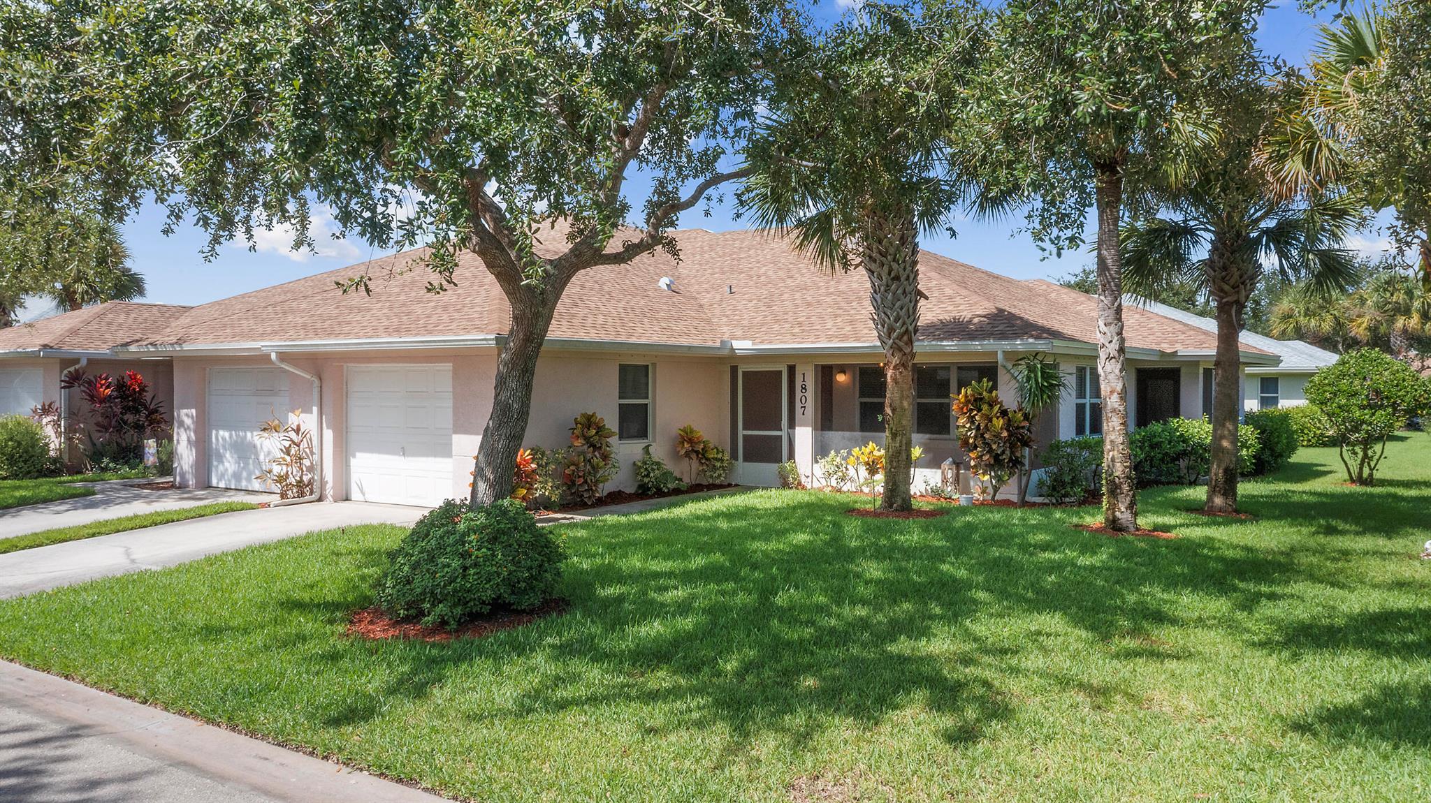 2-bed, 2-bath CBS block home in the Savannahs--all-ages community. This well-maintained property features tile flooring throughout, tray ceilings, recessed lighting, and sliders from both bedrooms opening to screened porch. New ceiling fans on porches, Washer and dryer included. The Interior is freshly painted . Newer appliances, no popcorn ceilings. No carpet (except in walk-in closet).Pristine and Clean! Low HOA includes water, trash, internet, landscaping, plus clubhouse, fitness/weight room, and community pool. Nestled on a quiet back street by the preserves, yet close to beaches, golf, shopping, Clover Park, and more. Come see how affordable Paradise can be! ALL AGES. Allows 1 cat or 1 dog. Vacant and Easy to show.
