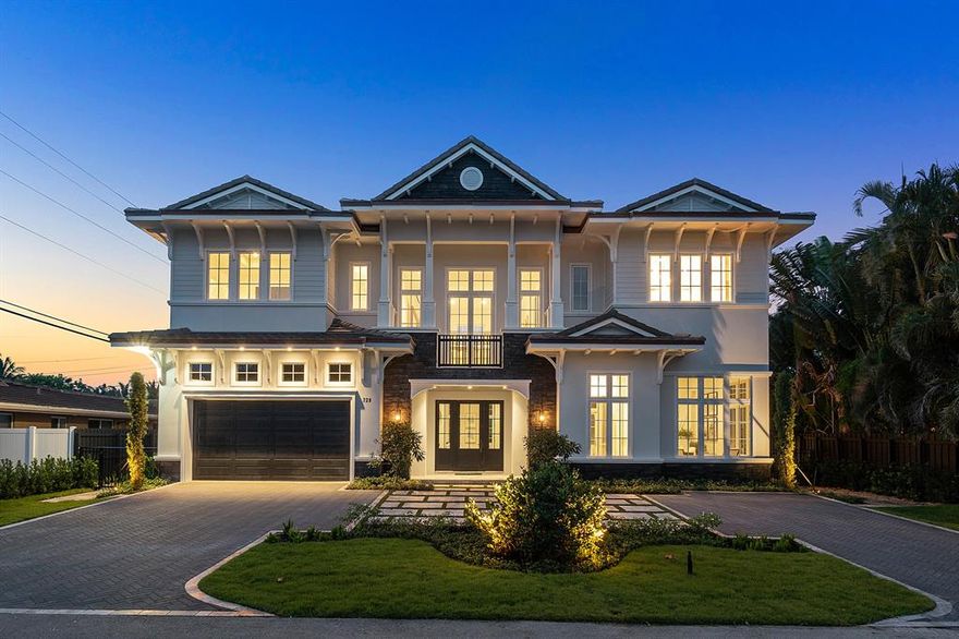 High End Seaside New Construction Estate just completed Located in the exclusive East Boca neighborhood just blocks from the ocean and The Boca Raton Resort. This luxurious, designer home features 4 en-suite bedrooms, 5 bathrooms, 2-car garage and a stunning pool area. Masterfully designed by Sketch A Design Studio & built by Shoreline Building Group; this two-story unique build showcases subtle, sophisticated spaces with beautiful light oak wood floors throughout main areas, vaulted ceilings with cascading chandeliers & elegantly blends warm woods and stone features with sleek industrial finishes. The open-concept main floor boasts a European-style kitchen with Neff cabinetry, hidden butlers pantry, 10 ft* chef's island & Thermador appliances. owners morning bar, his & hers wa