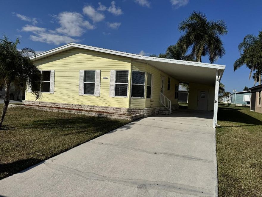 THE 1st 6 MONTHS OF LOT RENT ARE FREE!! Lovely park-owned home in the desirable Spanish Lakes Fairways community! With a new roof and low lot rent of $649/month, this home offers exceptional value for the next buyer. Inside, enjoy modern cabinets & flooring, creating a fresh and updated living space. Relax in the screened porch or take advantage of the home's convenient location close to the community entrance and clubhouse. Perfect move-in-ready opportunity in a well-maintained, vibrant neighborhood! Enjoy resort-style living Spanish Lakes Fairways! Amenities include free golf, clubhouse with pool, fitness center, library, & hobby rooms, plus tennis, pickleball, shuffleboard, bocce, & regular social events. Trash & lawn maintenance included in lot rent. Storage shed ready for your tools! Includes all appliances.