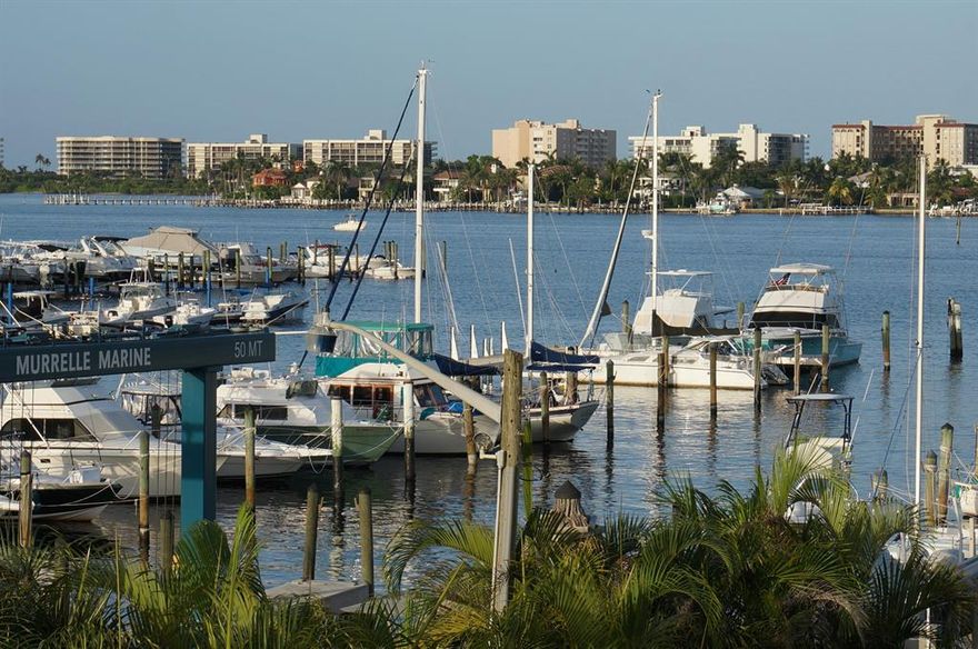 Boat, marina and intracoastal views from this 2/2 condo at The Moorings. Unit features a split bedroom floor plan in which both bedrooms have en-suite baths. Granite counters in the kitchen, and marble counters in bathrooms. Laminate flooring in living room, and tile in kitchen and bathrooms. Basic Cable, Internet, Water, and Trash Removal are included in maintenance fees. The Moorings at Lantana affords a resort-style lifestyle with its beautiful grounds and marina on the intracoastal, two pools, hot tubs, club house, gym, conference room, valet and 24 hour security. This 806 building is VA approved for loans as of now. Pet friendly building allows cats and small dogs.