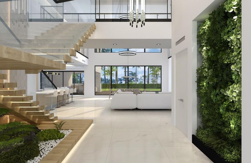 Built by Tylo Development Partners (Luis Monje & William Pepin). Dramatic 25' entry, floating glass-railed staircase with living wall & Zen garden, 80" water-vapor fireplace & 321-bottle wine display. Chef's kitchen features Cristallo quartzite, Wolf & Sub-Zero appliances, dual dishwashers + separate catering kitchen. Primary suite offers spa-inspired wet-room bath with stone soaking tub & dual boutique closets. Upper level includes theater, wellness suite/gym with sauna, 4 en-suite guest bedrooms + flexible 6th bedroom/office. Resort-style outdoors: heated saline pool & spa, California-style fire-pit lounge, 360 sf cabana with Lynx grill, pizza oven & TV. Smart home: Lutron HomeWorks w/ Josh AI, 48kW generator, solar, 4-zone AC, elevator, impact windows/doors, security. Set against unobstructed lake and fairway views of St. Andrews' championship golf course within Boca Raton's most prestigious country club enclave, this expansive, light-filled open-plan residence blends stunning nature-inspired organic interiors with exceptional lifestyle amenities.  The newest bespoke estate in the St. Andrews community, this masterwork reflects artful creative direction by Luis Monje and meticulous craftsmanship by William Pepin of exclusive  Tylo Development Partners, a premier builder of custom luxury homes.   From the dramatic entry (complete with water wall fountain feature, custom glass front door and soaring 25' ceiling) to the glass-railed floating staircase, 80" water-vapor fireplace with quartzite feature wall, nature-inspired living green wall, 321-bottle glass wine display, under-stair Zen garden and fire-pit lounge, stunningly innovative design is everywhere in evidence.   Behind the scenes, cutting-edge smart-home technology, exceptional insulation, storm and sound-proofing, and advanced security measures make this lifestyle estate flawless in every aspect — seamlessly blending supreme comfort, privacy, and security with ultra-luxury amenities and unrivaled organic design.  Location Northway Circle, Boca Raton, Florida. Ensconced on an estate-size lot on a quiet street in St Andrews Country Club, a gated country club community of 731 estate homes with 125,000±-square-foot clubhouse; two 18-hole championship golf courses in the St. Andrews style, including an Arnold Palmer Course and the Champion; tennis center with 15 clay courts; expansive fitness center and spa. All a short drive from Gold Coast beaches; Boca Raton's world-class shopping, dining, and cultural offerings; and 15±-minutes from Boca Raton's private executive airport.  Property Introduced by a custom paver circular drive, this glorious property is designed in the style of a private resort environ surrounded by lush mature landscaping.   Here an expansive  360± square foot covered lanai and cabana (with Danver cabinetry, stone counters, Lynx grill, pizza oven, refrigerator, ice maker, integrated television area) offers an ideal setting for alfresco dining by the heated 32' x 15' saline pool with fountain accents and seating shelf, adjoining 11' x11' spa, and recessed California-style fire-pit lounge. All of which create the ideal oasis for relaxing and entertaining in true Florida style. Equally captivating are the views. The front of the estate overlooks the lush fairways and lakes of St. Andrews, while the rear opens to tranquil lake and golf course vistas, for a setting both expansive and serene.   Residence First Level:  The dramatic two-story glass entry leads into a light-infused open-plan living and dining space with oversize Porcelanosa flooring, custom lighting, and serene views of the pool/spa and Arnold Palmer golf course beyond.   Ideal for entertaining, the expansive chef's gourmet breakfast bar island Porcelanosa kitchen features imported custom cabinetry with Cristallo natural quartzite slabs, Wolf and Sub-Zero appliances, dual dishwashers, beverage and wine refrigeration. It is complemented by a pantry/catering kitchen and a wine room perfect for large-scale entertaining.   A beautiful balance of comfort, privacy and superlative design, the secluded primary wing offers an amazing hallway Dekton Trevi stone, a glass wall view of the pool and spa; expansive dual boutique  fitted walk-in closets; an oversize spa-inspired bath centered around a wet room, with stone soaking tub, dual water closets, and Porcelanosa accents. The remainder of the lower level is comprised of a family room, an outdoor living/kitchen space adjacent to the pool /spa with fire pit seating, and a 4-bay garage space with glass doors.   Second Level: Accessible by elevator or the floating scissor staircase leading to a glass rail balcony overlooking the great room, the upper level encompasses: four guest rooms with en-suite baths and walk in closets, a theater room, wellness suite/gym complete with sauna, flexible executive office (easily converted to a fifth guest ensuite) with an expansive view of the golf course.  Other Special Features: concrete block construction, hurricane protected windows/doors,           48-KW whole house generator supported by a 1,000-gallon propane reserve, solar panels with battery storage, whole-house open cell foam insulation and soundproofing, Lutron HomeWorks home automation system with Josh AI voice control of lighting/shades/climate control, 4-zone climate control, large format Porcelanosa stone flooring /tiling throughout, volume ceilings, custom cabinetry/built-ins, walk-in closets throughout,  upstairs/downstairs laundry rooms, custom LED and Cove lighting installations, enterprise-grade WiFi-6 networking, integrated security and smart locking, elevator, lanai with automatic screens full summer kitchen/grilling station.   Inspection by appointment only. DISCLAIMER: Information published or otherwise provided by the listing company and its representatives including but not limited to prices, measurements, square footages, lot sizes, calculations, statistics, and videos are deemed reliable but are not guaranteed and are subject to errors, omissions or changes without notice. All such information should be independently verified by any prospective purchaser or seller. Parties should perform their own due diligence to verify such information prior to a sale or listing. Listing company expressly disclaims any warranty or representation regarding such information. Prices published are either list price, sold price, and/or last asking price. The listing company participates in the Multiple Listing Service and IDX. The properties published as listed and sold are not necessarily exclusive to listing company and may be listed or have sold with other members of the Multiple Listing Service. Transactions where listing company represented both buyers and sellers are calculated as two sales. "No payments made until title passes" Some affiliations may not be applicable to certain geographic areas. If your property is currently listed with another broker, please disregard any solicitation for services. Information published or otherwise provided by seller, listing company or its representatives is deemed reliable but are not guaranteed and subject to errors, omissions, or changes without notice. Copyright 2026 by the listing company. All Rights Reserved.