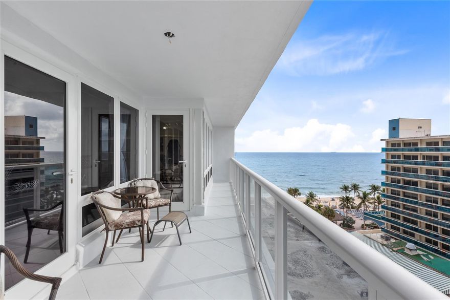 This spacious beachfront unit has loads of potential to make it into your own. The unit has been maintained immaculately by the current owners. The unit includes an expansive brand-new glass balcony allowing the lucky owner ocean, city, and Intracoastal views. The kitchen has matching white appliances throughout, a full-size washer & dryer, and a state-of-the-art water filtration system. The bedrooms in this condo are large, and closet space is abundant. The unit has newer floor-to-ceiling high-impact windows and doors throughout. Brand new water heater. Covered parking spot in garage space #11. Quarterly dues include water, sewer, trash, monthly interior pest control, and enhanced cable. Walking distance to grocery stores,  restaurants, shops, doctor's offices, and more!
