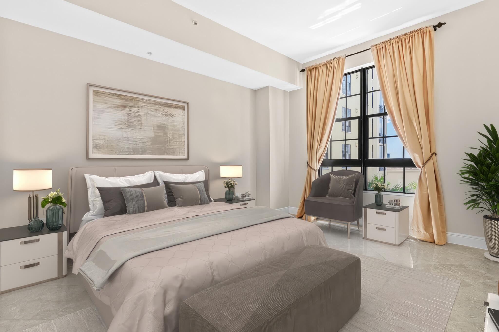 Live in one of downtown's sought-after premier buildings in Two City Plaza. Enter into this open, split 2 bed floor plan with fabulous natural light, marble floors, 10 ft ceilings, and beautiful sunsets from the balcony. The master suite offers a huge walk-in closet, linen closet, spa-like bath with dual sinks, separate shower, and large soaking tub. Kitchen boasts 42' cabinets and stainless steel appliance package. Comes with assigned garage parking and private storage. Amenities in this full-service building are top notch; 24-hr security, concierge, complimentary valet parking, and exceptional staff. Relax at the roof top pool on new Restoration Hardware furniture, towel service, hot tub, sauna, and steam room. Workout in the state-of-the-art gym w/ all new equipment and Peloton bike