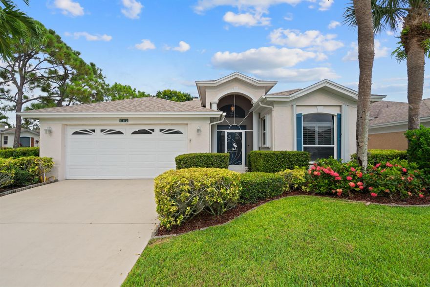Spacious 2BR + Den, 2BA CBS corner lot home w/2-car garage in the gated 55+ community of Kings Isle (Isle of Capri). Features volume ceilings, split floorplan, eat-in kitchen w/breakfast bar and pantry, vinyl/tile flooring, fireplace, and plantation shutters. Primary suite offers walk-in closet, roman tub, dual sinks, and a separate shower. Recent upgrades include new kitchen cabinets, new flooring, new roof, and updated plumbing--all within the past 24 months. Screened patio overlooks a shaded tree-lined backyard. Full storm protection with accordion and panel shutters. Pet-friendly. Resort-style amenities: a clubhouse, pool, fitness center, tennis, billiards, and more. HOA covers lawn care, cable/internet, and security. Close to shopping, medical, dining, I-95.  Owner covers HOA Deposit.