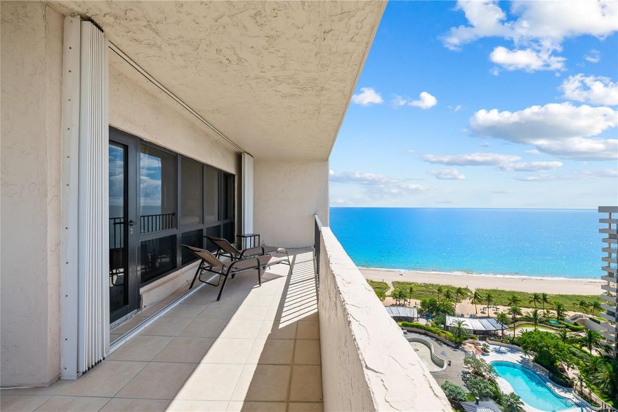 Highly sought after spacious penthouse SW corner seasonal rental with ocean and intracoastal views. This oversized condo offers a large kitchen with breakfast area, separate dining room, and generous living space leading to a wraparound balcony. Primary suite includes a walk-in closet, soaking tub, and separate shower. Floor-to-ceiling impact windows and a powder room off the entry add convenience. Fully furnished for immediate use. Tile and laminate flooring throughout. Building amenities feature three pools, two gyms, sauna, billiards, card and community rooms, dog parks, tennis courts, cabanas, grills, putting greens, and herb gardens—everything you need for a comfortable stay by the beach. Buillding to undergo concrete restoration in coming months but balcony should remain open.