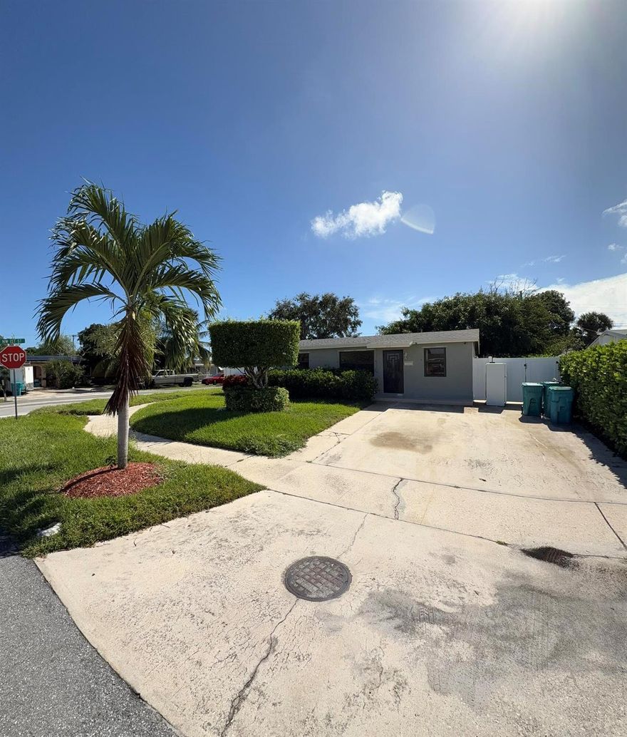 The Poinciana Heights neighborhood is a ''hidden gem'' in Boynton Beach, offering a perfect blend of peaceful suburban living with convenient access to parks, superb dining and shopping hubs like Boynton Beach Mall, and a short drive to the beach as well.Here you can rent this charming 3 bedroom, 2 bath home situated on a 6,482 SqFt lot. This corner property combines comfort and relaxing, with a perfect fenced backyard for entertaining and playground. This remodeled cozy house features new stainless steel appliances, new cabinets, luxury vinyl floors, modern bathrooms, impact windows, and a washer and dryer located inside.Whether you're starting or raising your family, this neighborhood is the place to call home.Only 1st month and $2,600 security deposit to move in, Fast approval..